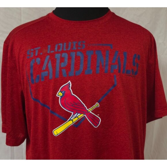 MLB St Louis Cardinals Mens XL Red Spell-out Logo Activewear Polyester T-Shirt - Picture 3 of 12